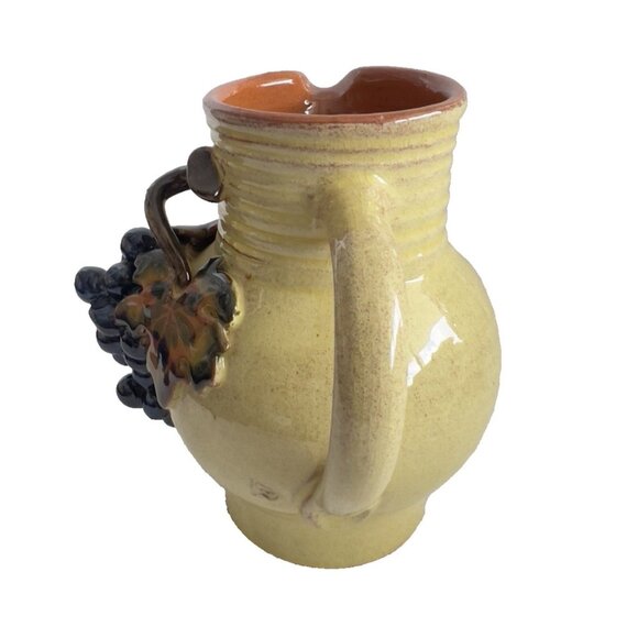 Small French Pottery Pitcher With 3-D Grapes Made in France 5"H Holds 12 oz - Picture 4 of 8